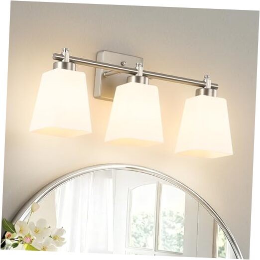 3-Light Modern Bathroom Vanity Light, Wall Sconce Over Mirror 20-Inch Nickel