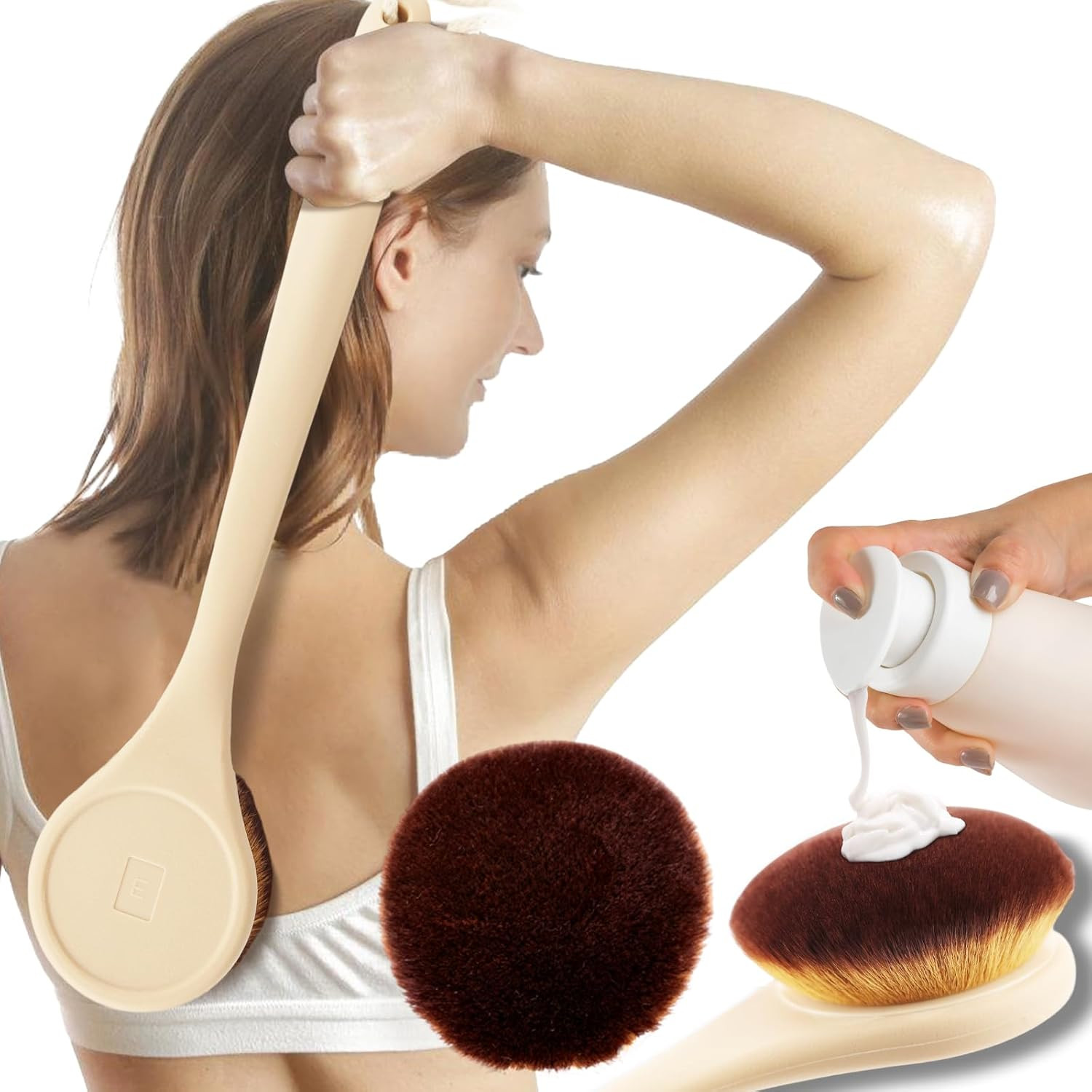 Lotion Applicator for Back, Feet, Long Handle Curved, Back Sunscreen Applicator 