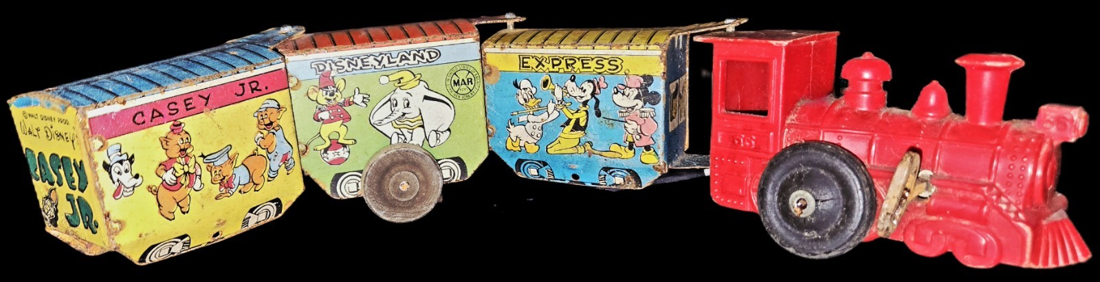 1950's Casey Jr Disneyland Express Wind Up Zig Zag Tin Litho Train Marx WORKS