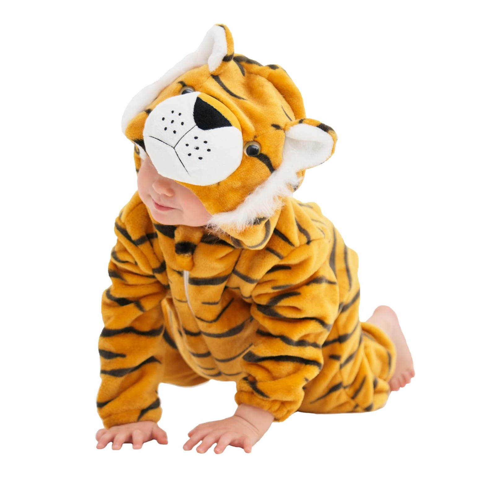 LONULAIN Baby Tiger Hooded Flannel One-Piece Pajamas Costume 12-18M Unisex