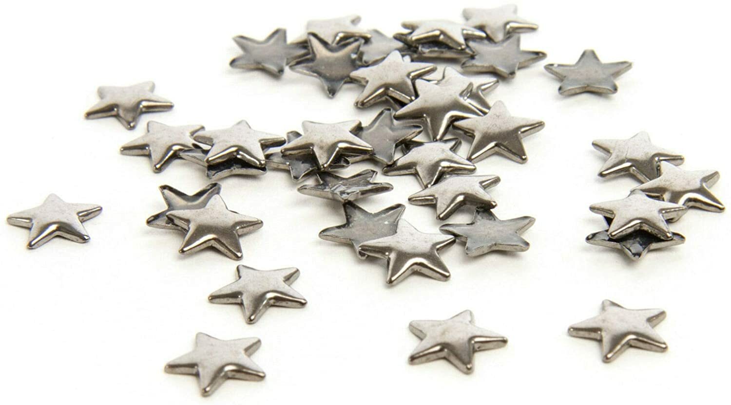 50pcs 10mm Metal Star Iron-On Flat Studs Beads Clothing Craft Art Decoration