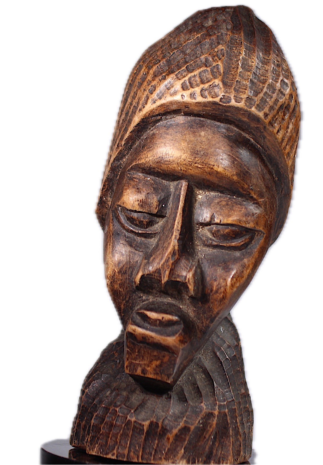 Rare Vintage Makonde African Tribal Wood Bust Figure Abstract Art 10" Heavy