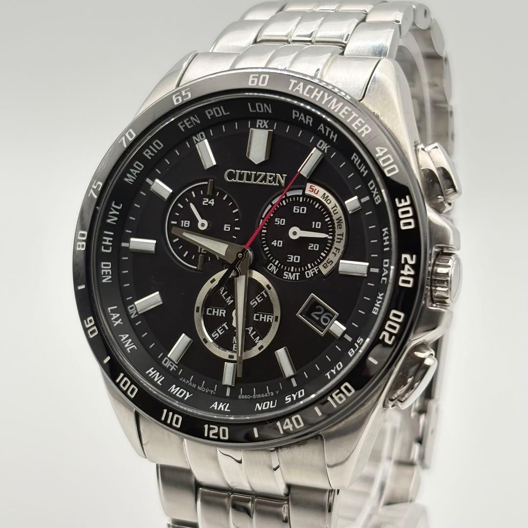 Working CITIZEN Eco-Drive Radio-Controlled Solar Men's Chronograph Watch, Black