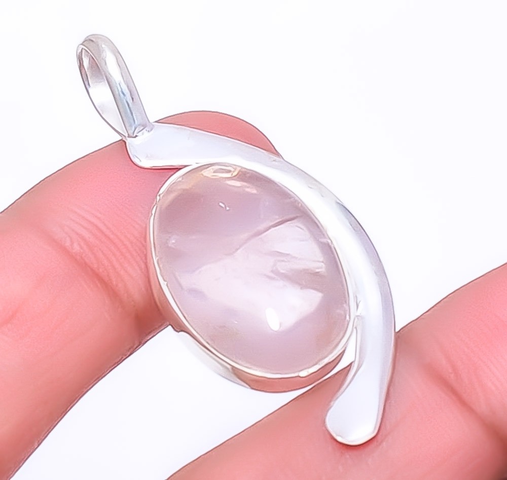 Rose Quartz - Madagascar 925 Sterling Silver Jewelry Pendant 1.87" P-40