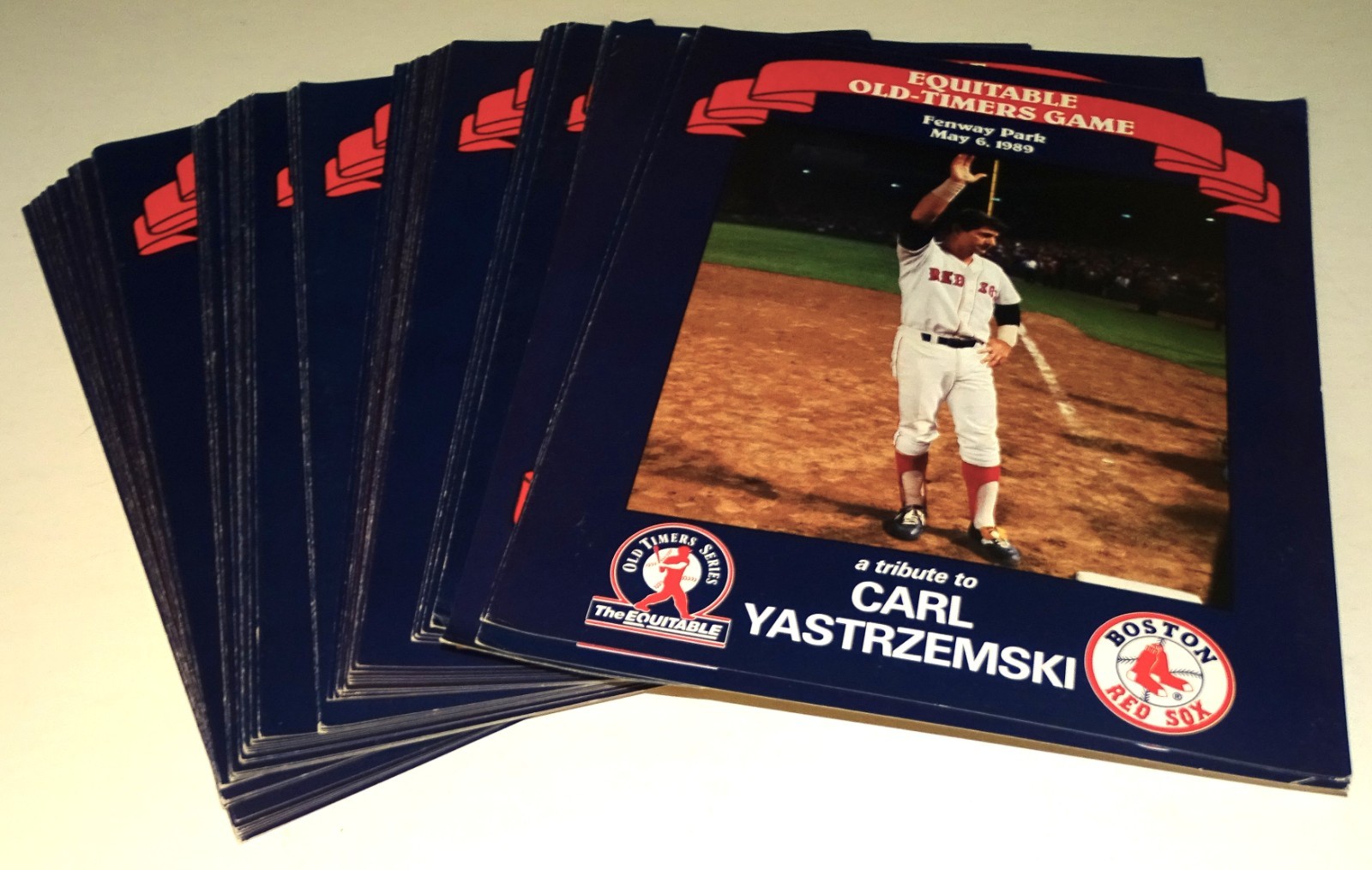 Carl Yastrzemski 1989 Fenway Park Red Sox Old-Timers Game Folders (LOT OF 50)