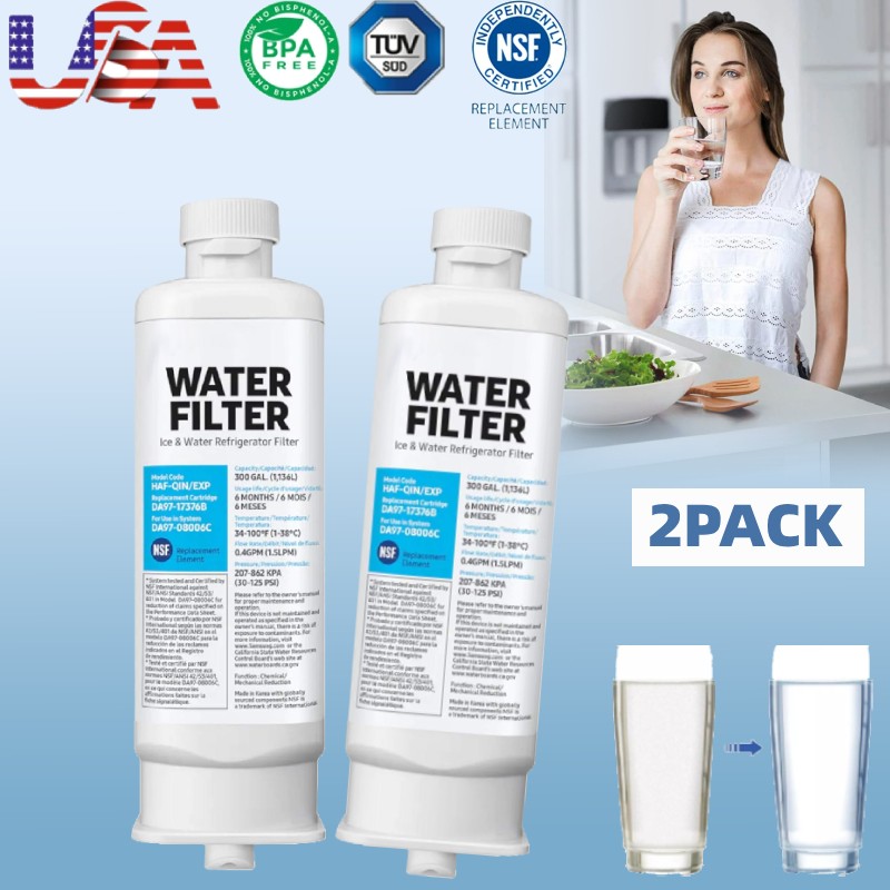 2 Pack Water Filter Replacement For Samsung DA97-17376B HAF-CIN/EXP Refrigerator