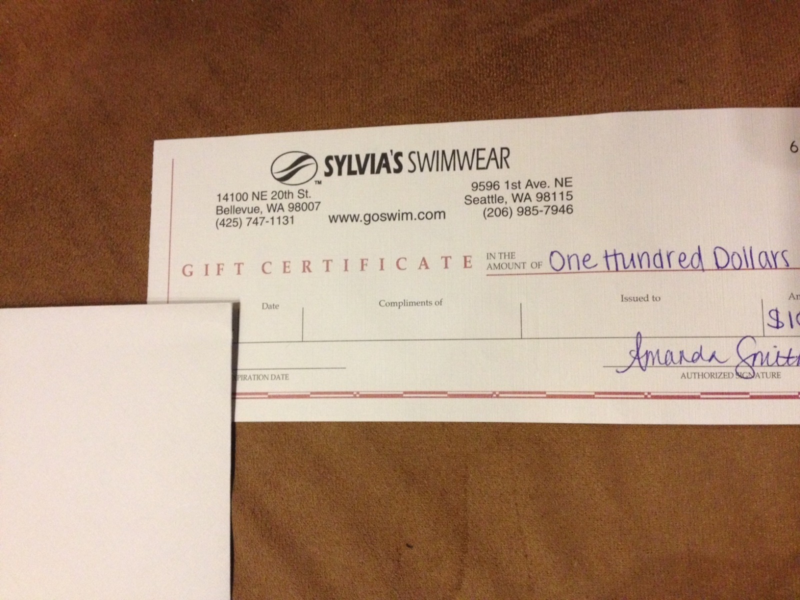 Sylvia's Swimwear $100 Gift Certificate