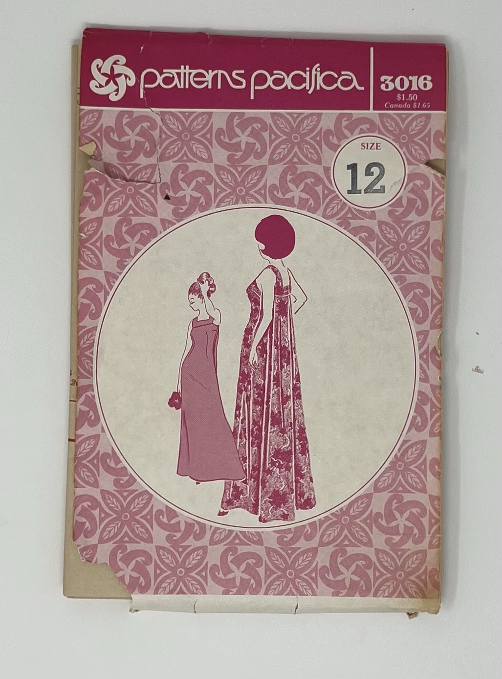 Vintage 1970s Patterns Pacifica 3016 Muu-Muu Waterfall Back Dress Sz 12 UNCUT