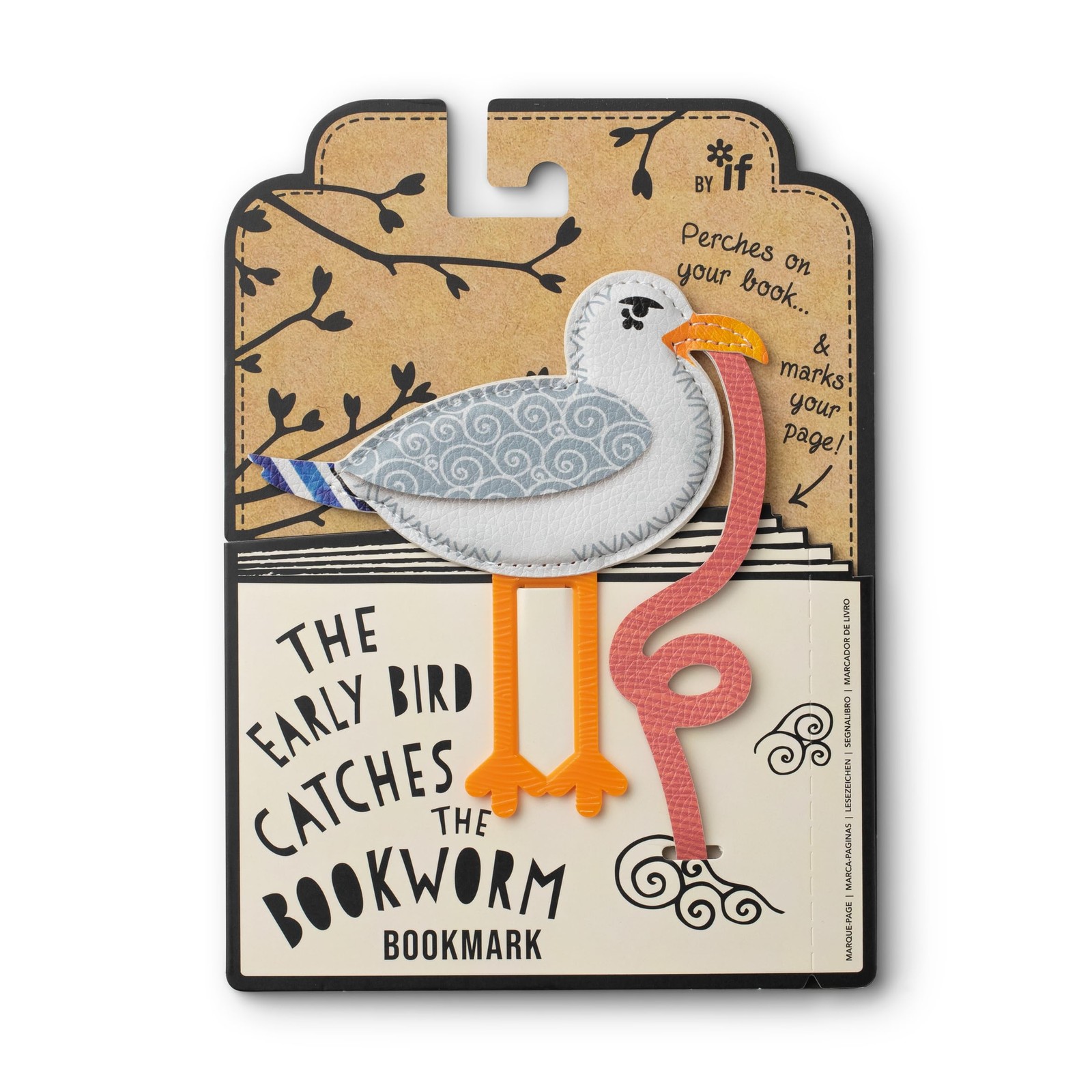 IF Early Bird Catches The Bookworm Bookmark, Faux Leather Bird Clip to Mark Your