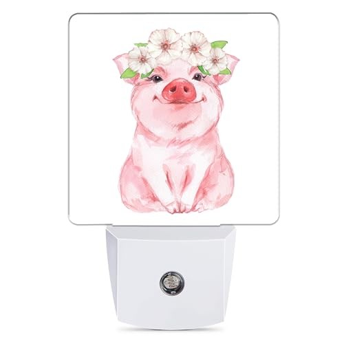 Dusk to Dawn Night Light, Auto Sensor Lamp Home Indoor Stairway Pink Cute Pig