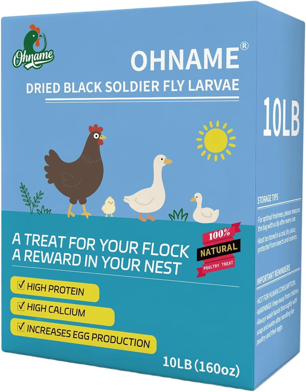 10LB Dried Black Soldier Fly Larvae for Chickens - 85X More Calcium than Mealwor