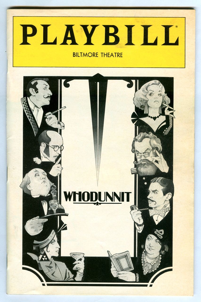 Vintage 1983 WHODUNNIT Biltmore Theatre BROADWAY Playbill & Ticket! Fred GWYNNE!