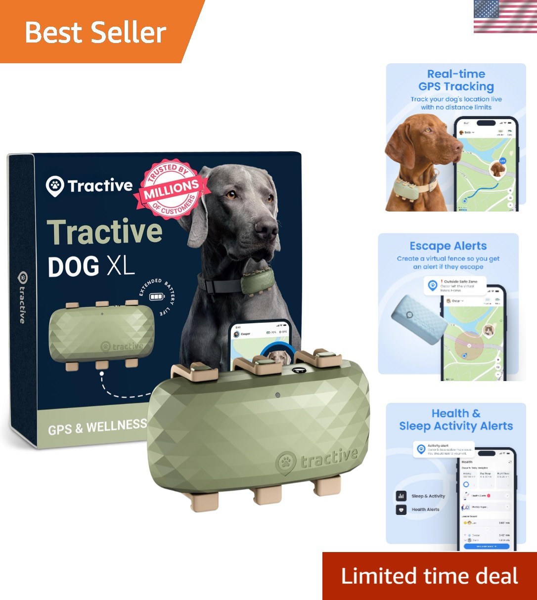 XL Smart Dog GPS Tracker | Live Pet Tracker with Virtual Fence | Vital Signs ...