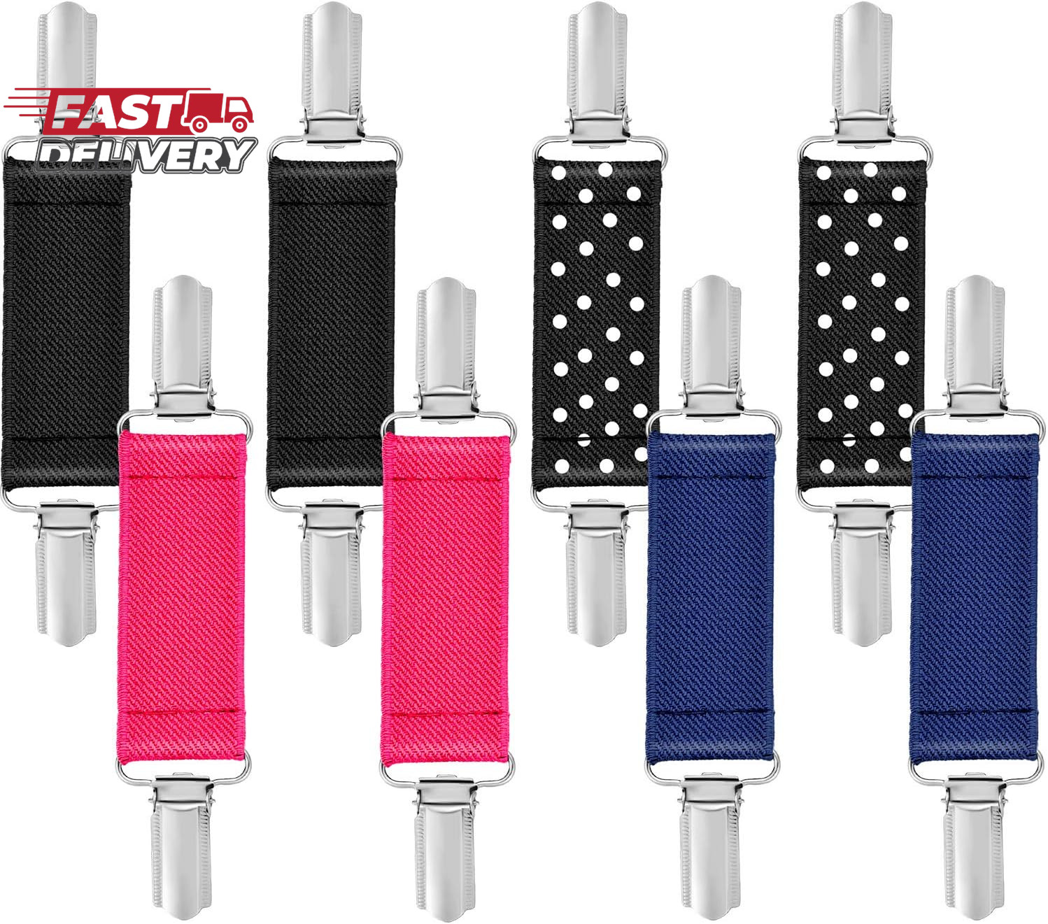 CHENGU 8 Pieces Mitten Clips Elastic Gloves Clips for Kids Stainless Steel Glove