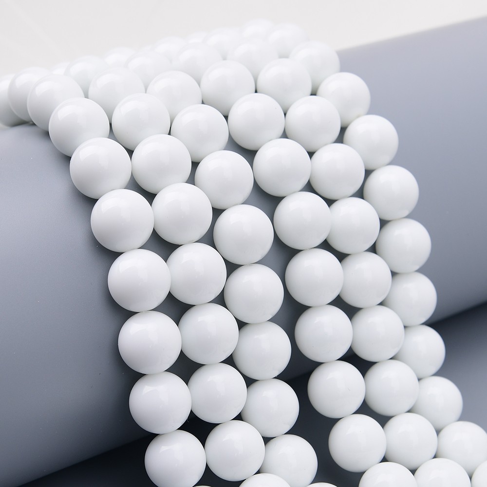 16mm Natural White Porcelain Smooth Round Loose Beads 15'' Strand Jewelry DIY