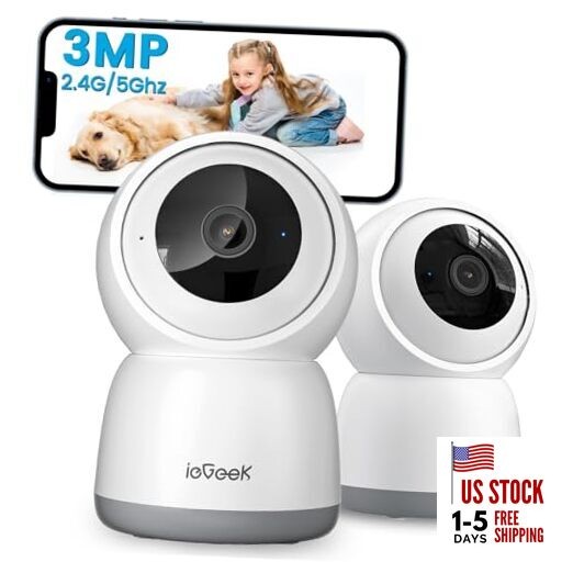  Indoor Camera, 2K Cameras for Home Security, 5G Security Camera 2K 3MP（2 Pack）