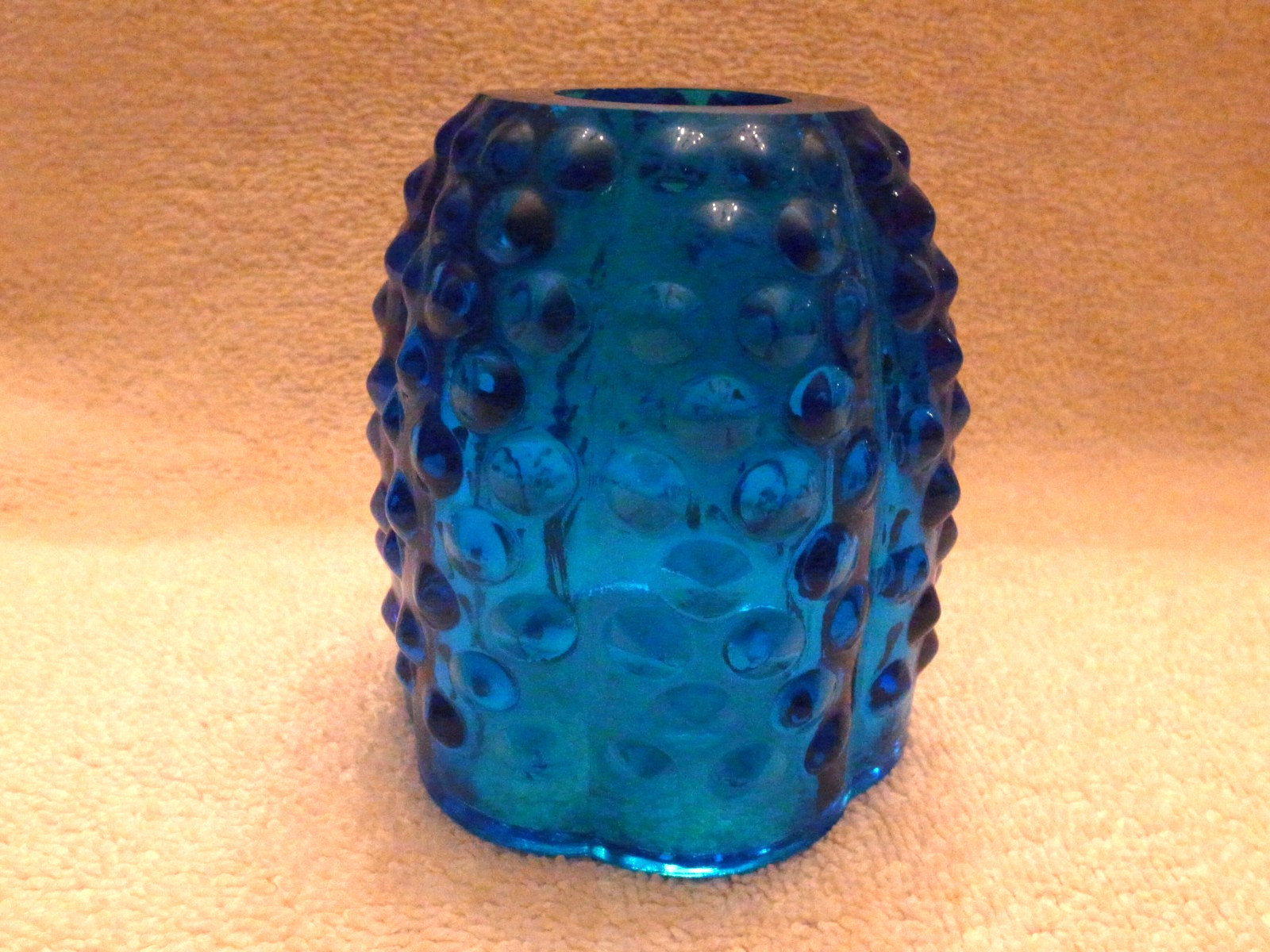 Vintage Fenton Glass Colonial Blue Hobnail 2 Pc Fairy Lamp Light-TOP ONLY!!