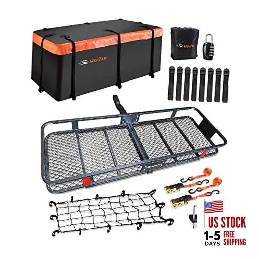  Folding Hitch Mount Cargo Carrier Basket 60" X 20" X HITCH 60" and BAG