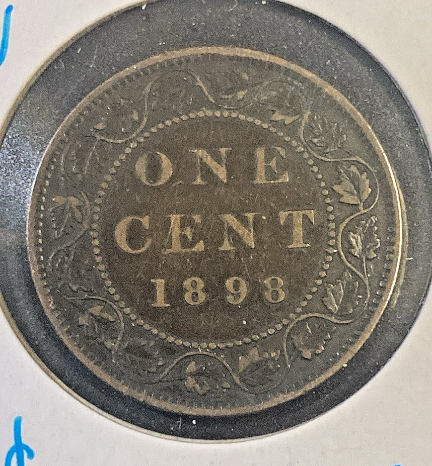 1898-H Canada One Cent - Large 1 Penny - VF 20 - Queen Victoria - Bronze