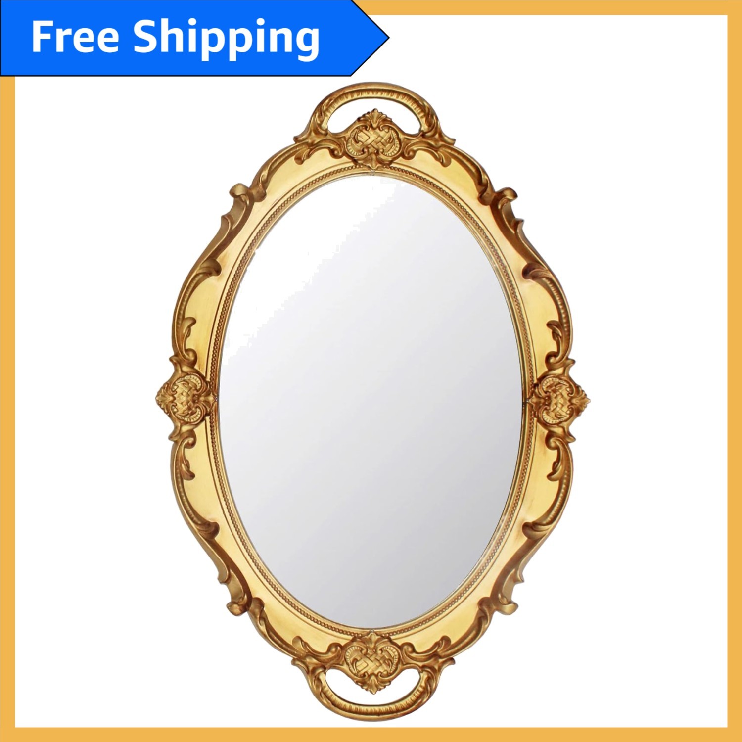 14.5 Inch Antique Oval Decorative Mirror - Ideal for Bedrooms and Living Rooms