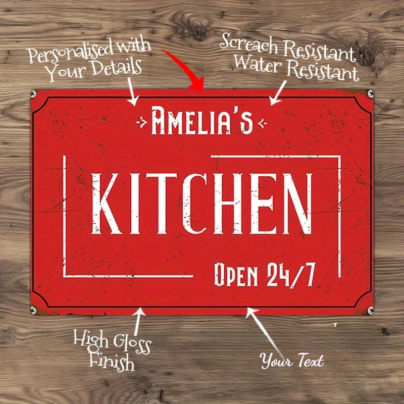2D Customizable Classic Metal Kitchen Sign Vintage Plaque Funny Gift Home Decor