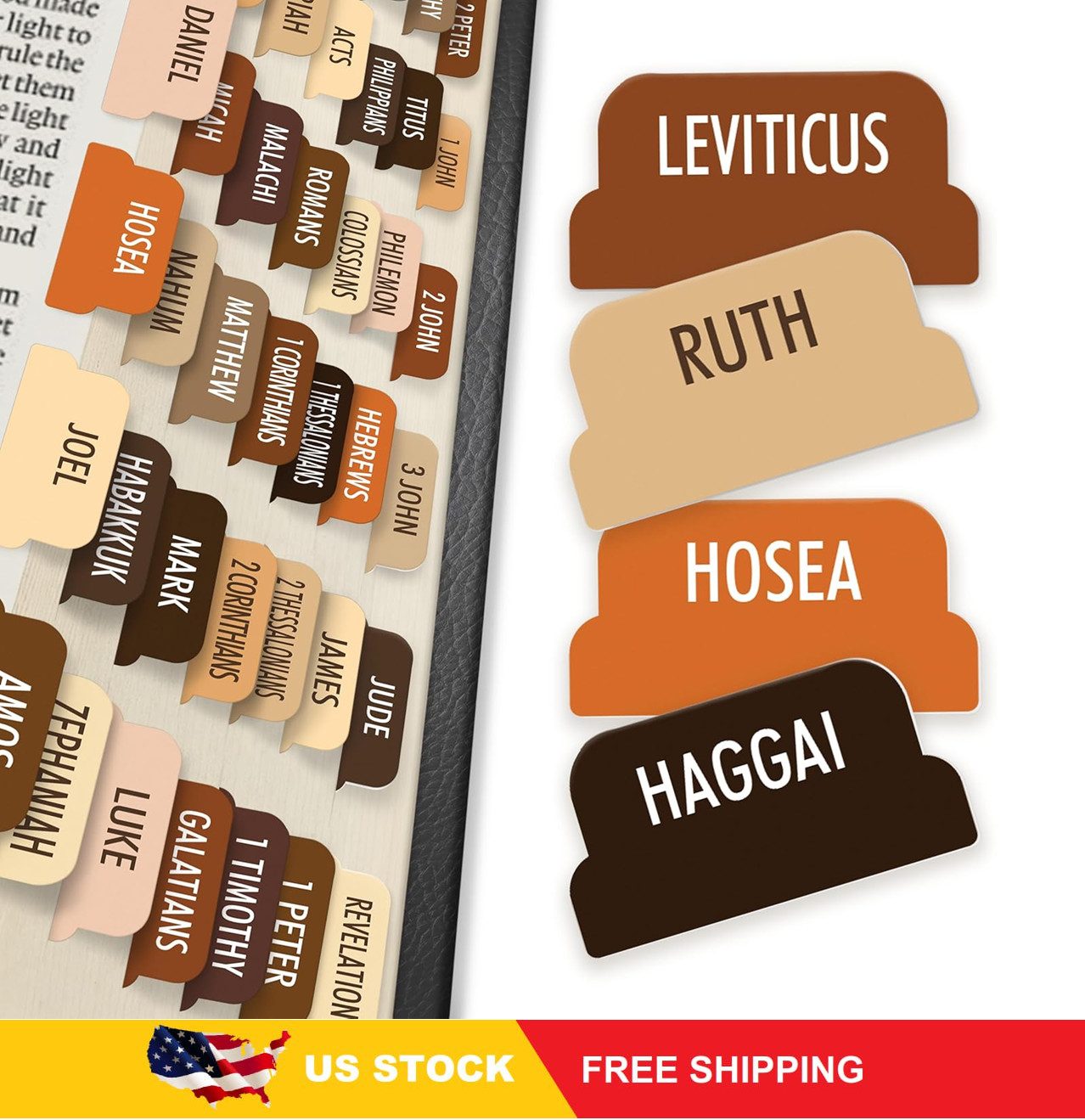 Brown Bible Tabs,90 Large Print Bible Index Tabs for Study Bible for Women,Men..