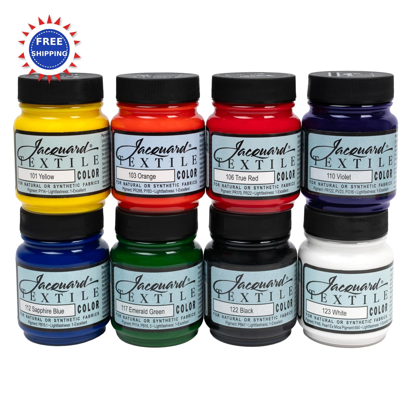 Jacquard Textile 8 Color Primary Secondary Set - 0.28 Fl Oz Pack Permanent Paint