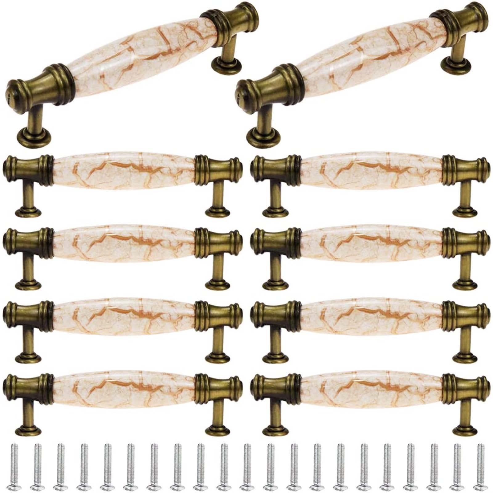 FarFarBoat 10Pcs Antique Bronze Porcelain Drawer Pulls Ceramic Cabinet Hardwa...