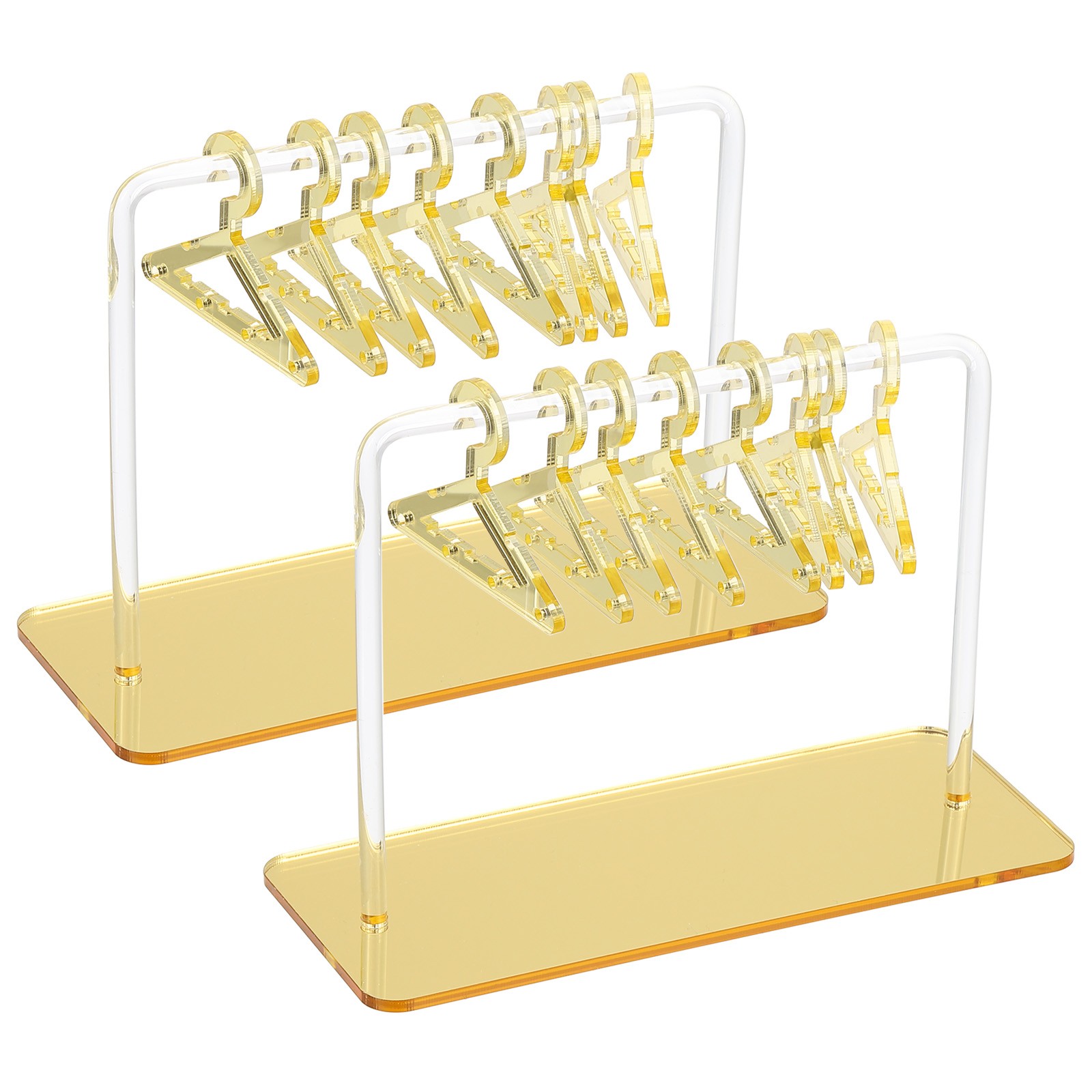 2 Set Earring Holder 16 Coat Hangers,Acrylic Earring Organizer Stand,Golden