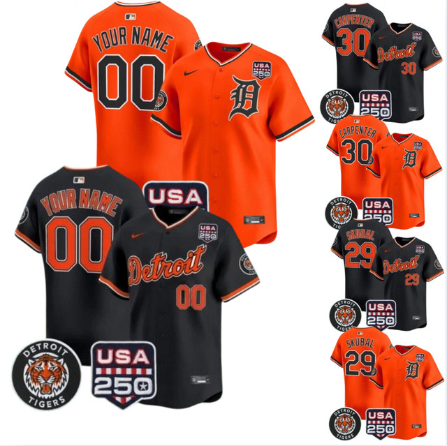 Custom Tigers Black/Orange 2026 Vapor Patch YOUTH Stitched Jersey All Sizes