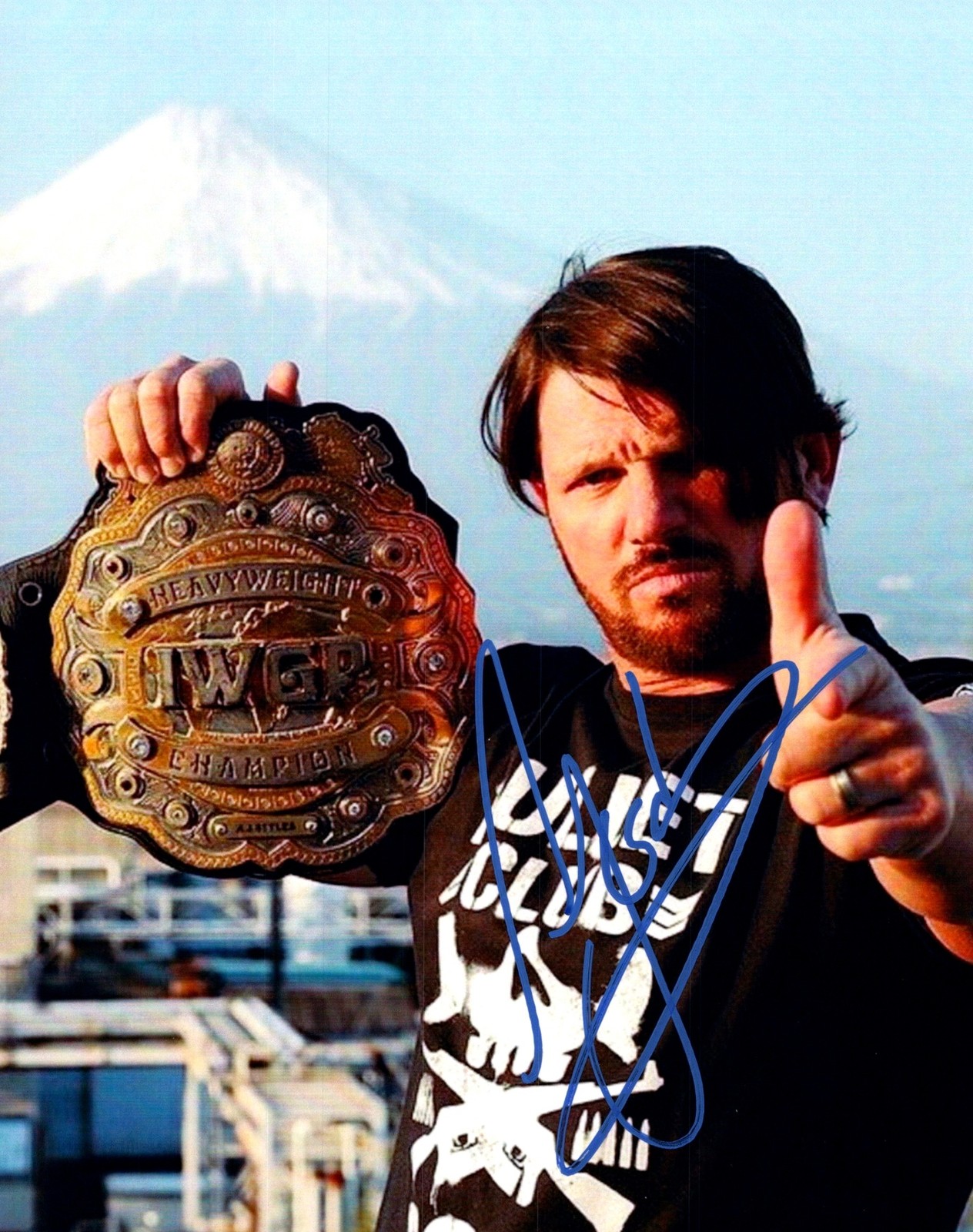 AJ Styles NJPW Title Pose Signed Autographed Photo Authentic 8X10 COA