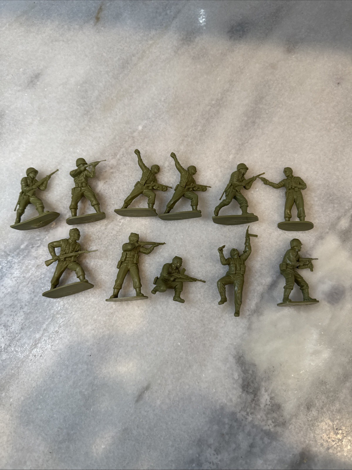 Vintage Green 54mm Toy Soldiers Set Of  11
