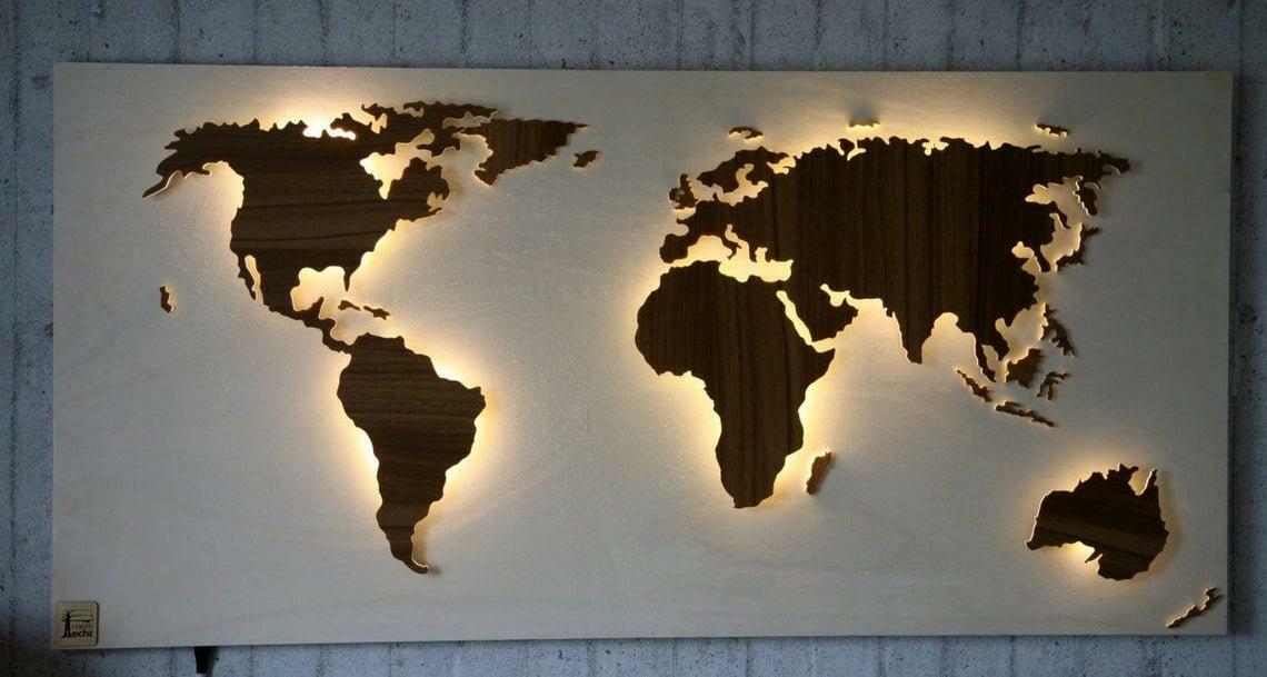 World Map Wood/Metal CNC DWG and CDR File For CNC Plasma, laser