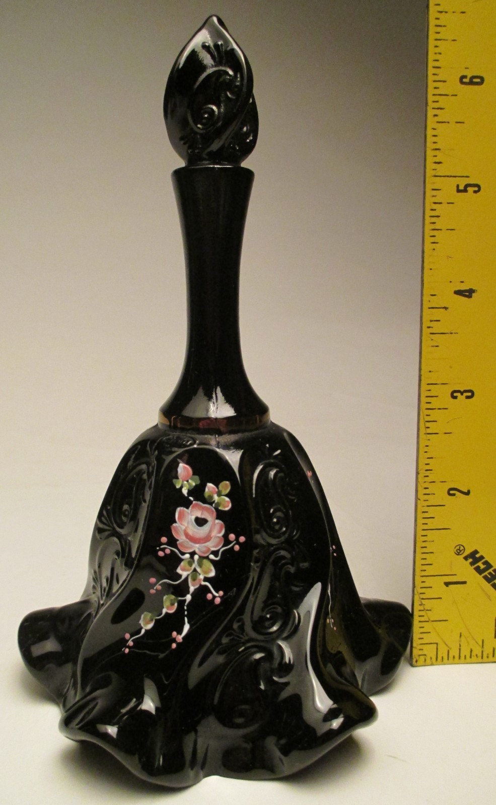 VTG Fenton Copper Rose Paisley Bell #6761KP Hand Painted Martha Reynolds 1990-91