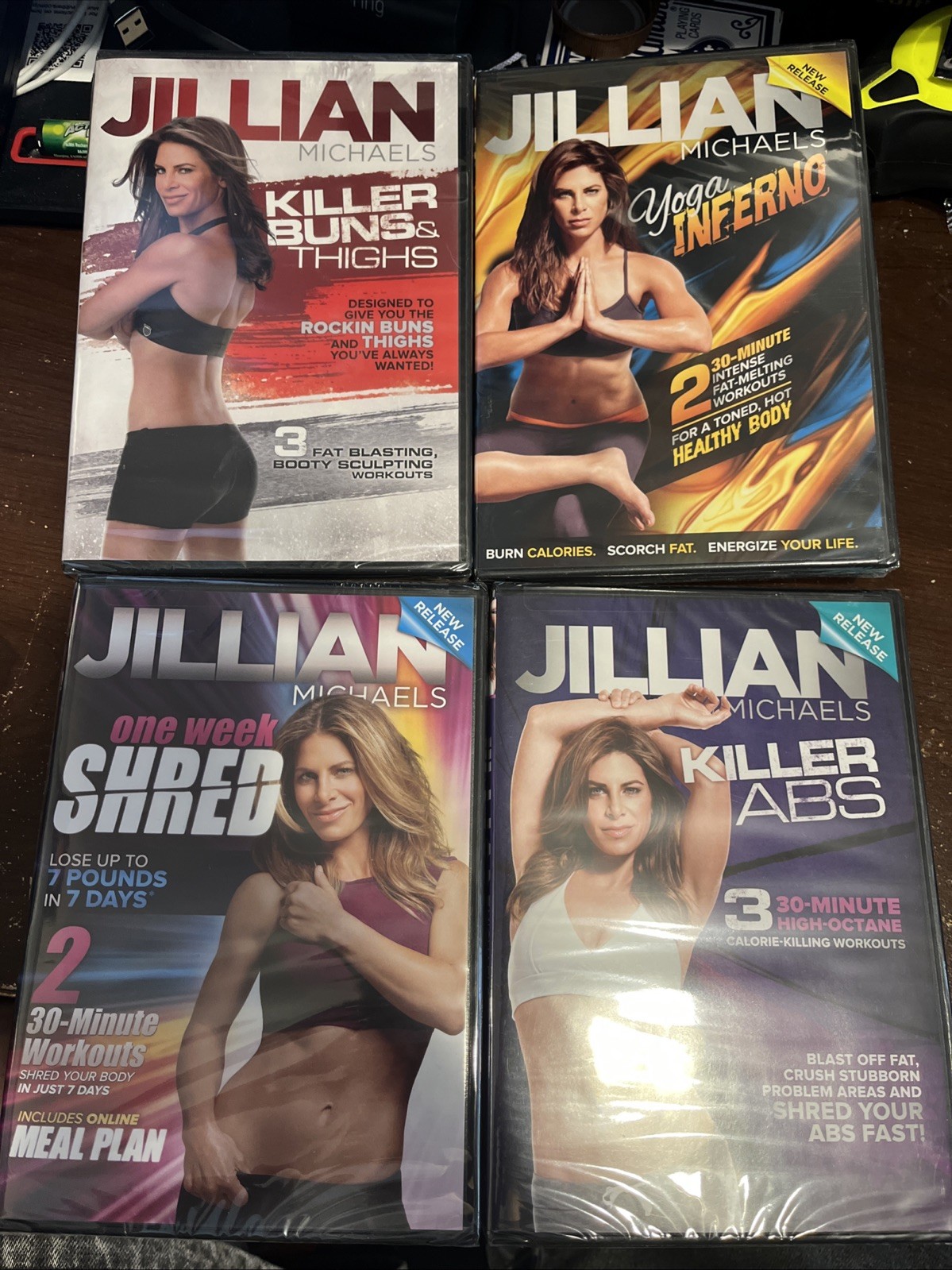 Jillian Michaels DVD4 (Killer Buns, Killer ABS, One Week Shred, Yoga Inferno) BN