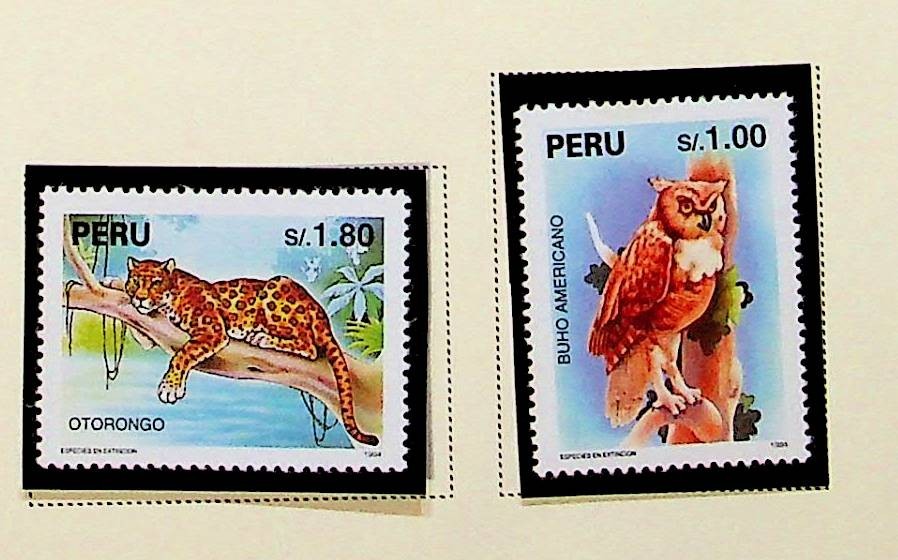 PERU Sc 1109-10 NH ISSUE OF 1995 - FAUNA - JAGUAR & OWL - (RM26)