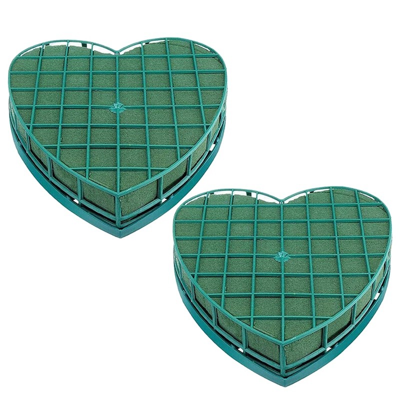 2Pcs Floral Foam Heart-Shaped Flower Holder with Floral Foam for Wedding3726