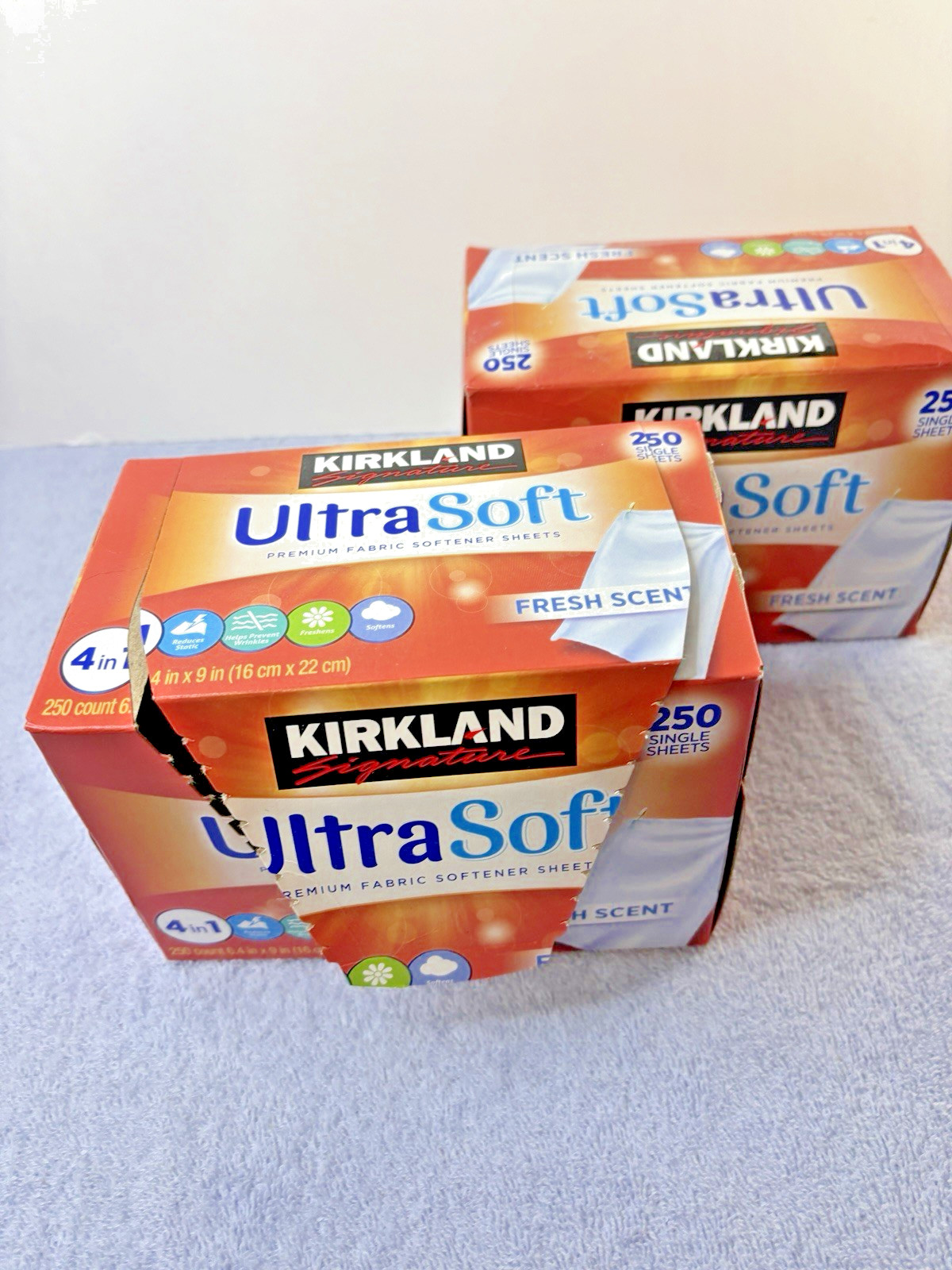 Kirkland brand dryer sheets 1 box 250, 1 box 50