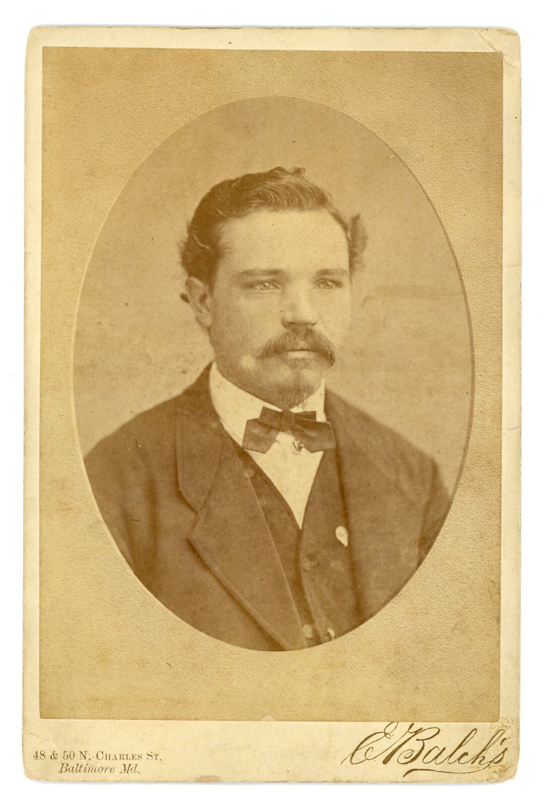 Cabinet Card Man Antique 1800's Real Photo Balchs Baltimore MD   081