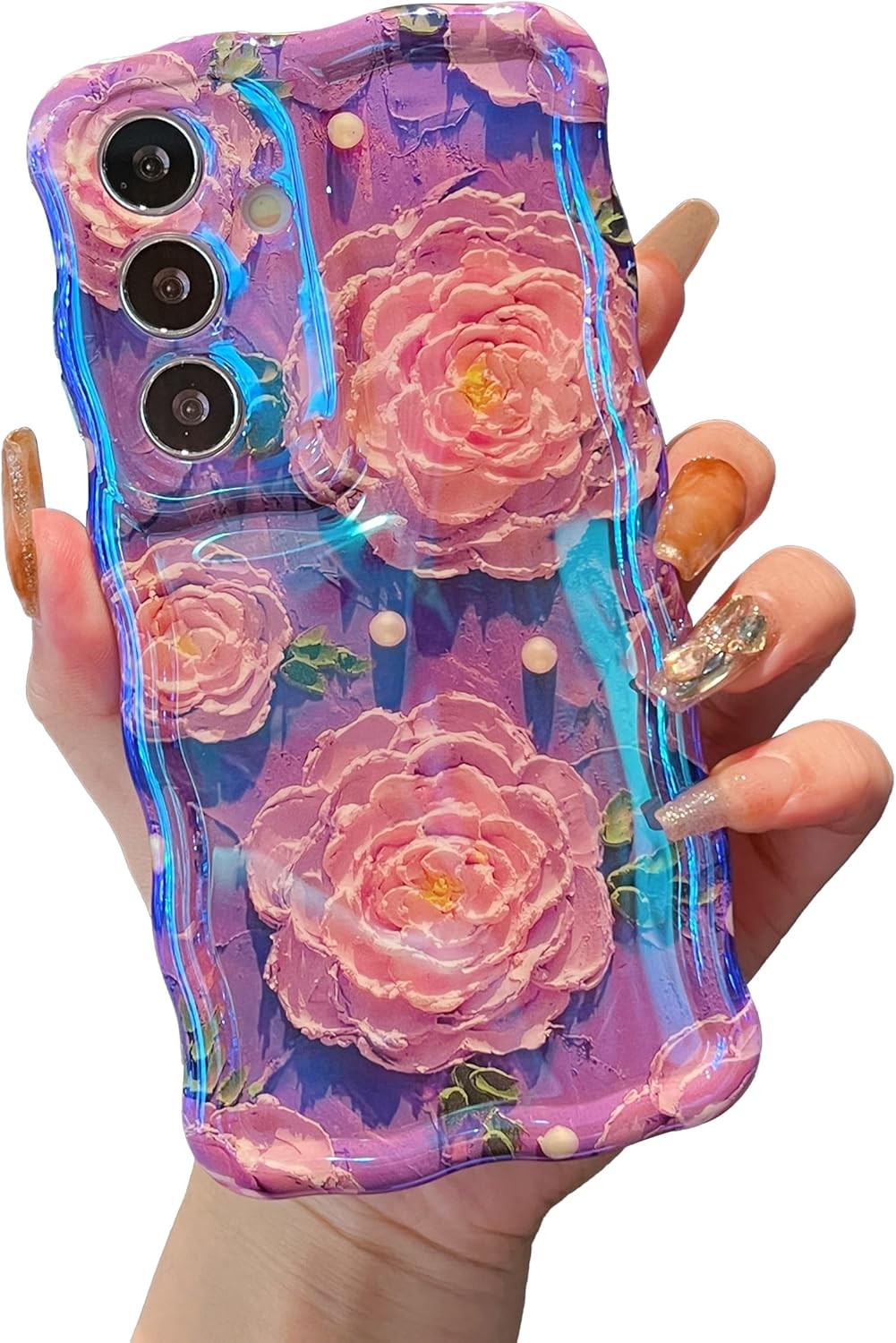 Case for Samsung Galaxy S24 Plus, Colorful Retro Oil Painting Flower Cute Floral