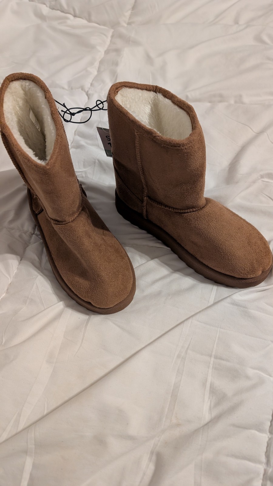 Girls Extremely Me Warm Winter Boots Faux Suede & Fur Lined Size 13-1 Cognac