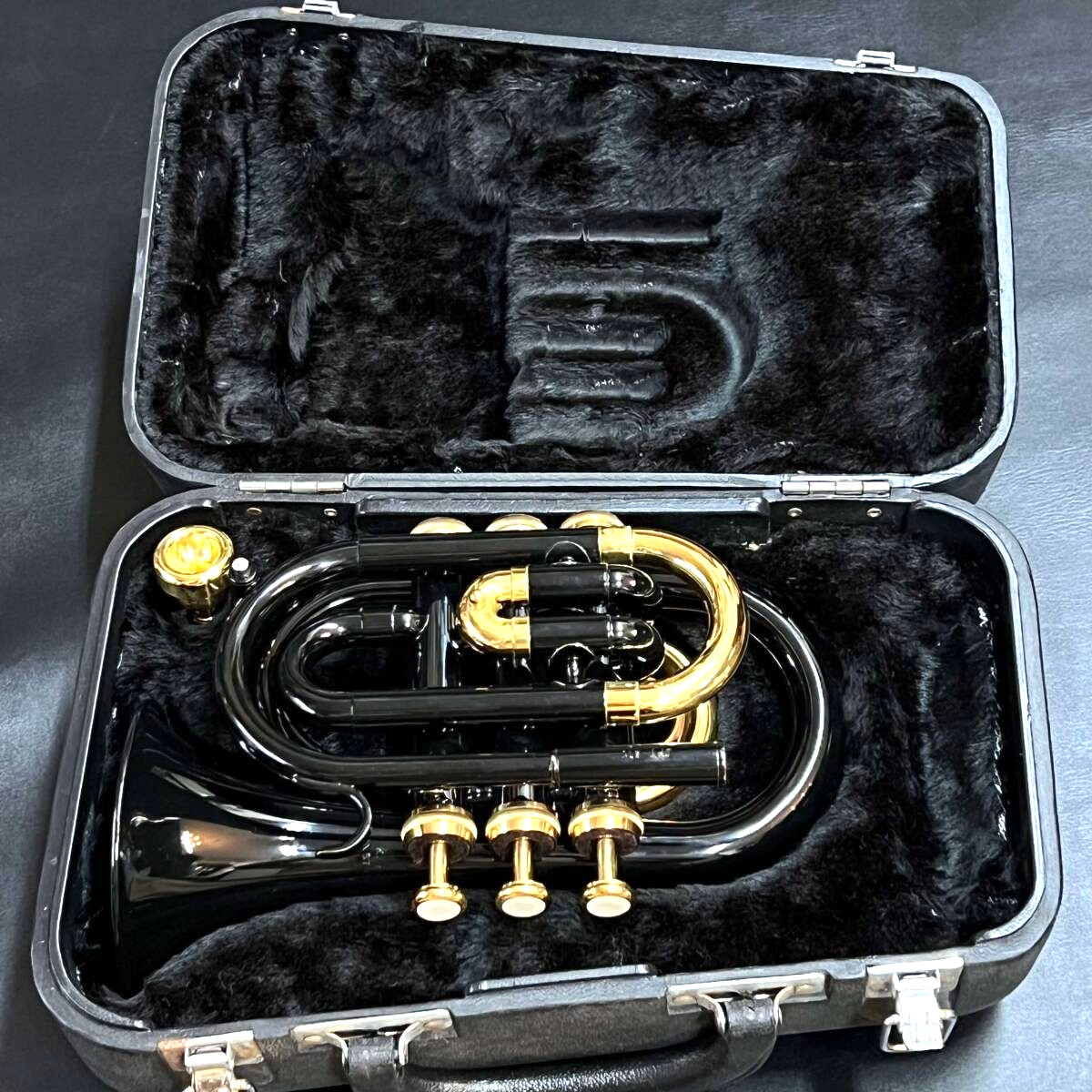 Jupiter JPT-416 BK Pocket Trumpet Bb Black Lacquer w/ Case and Mouthpiece Used