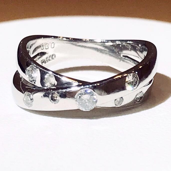 ☆Pt900 design ring with 0.30ct diamond, size 11☆