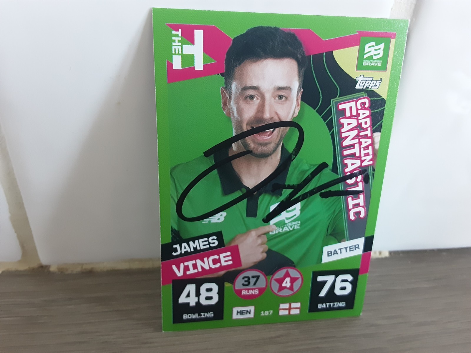 JAMES VINCE - The Hundred Series Two Hand Signed Cricket trading card CAPTAIN 