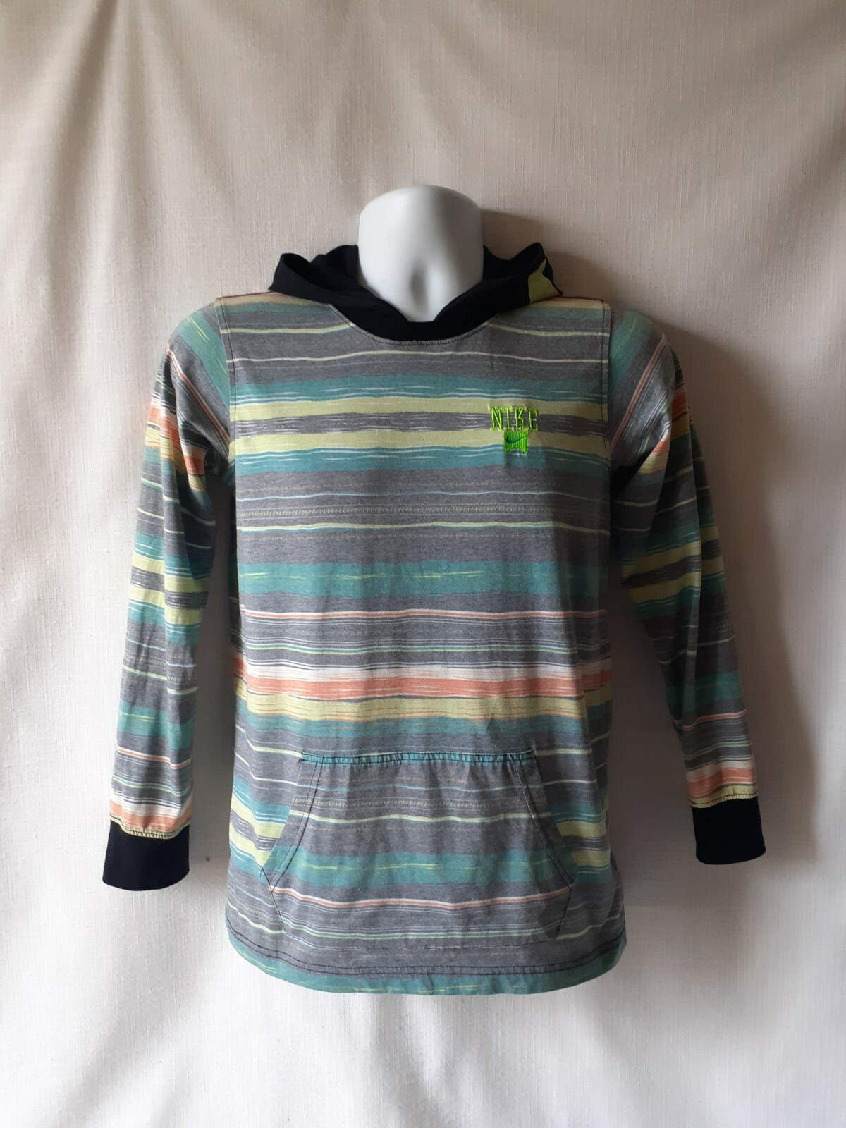 Nike boys multicolor striped long-sleeve hoodie shirt size L