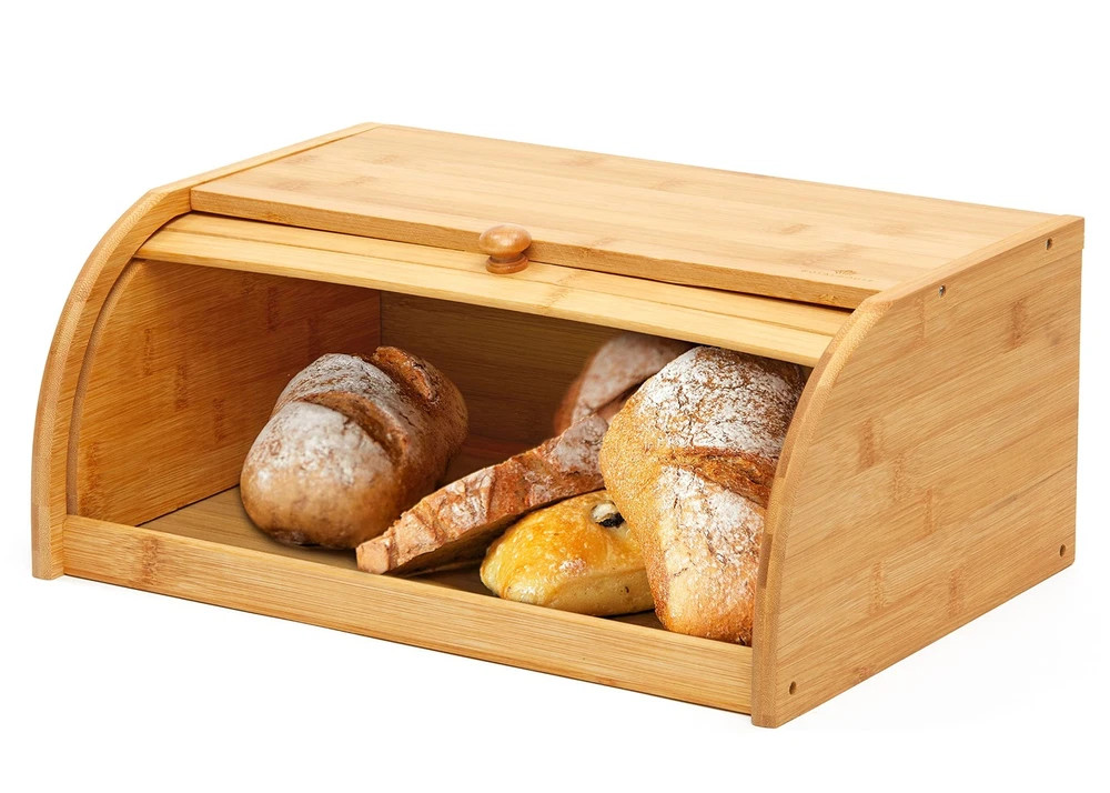 RoyalHouse Bamboo Bread Box Eco Friendly Kitchen Storage Container 15x11x6.