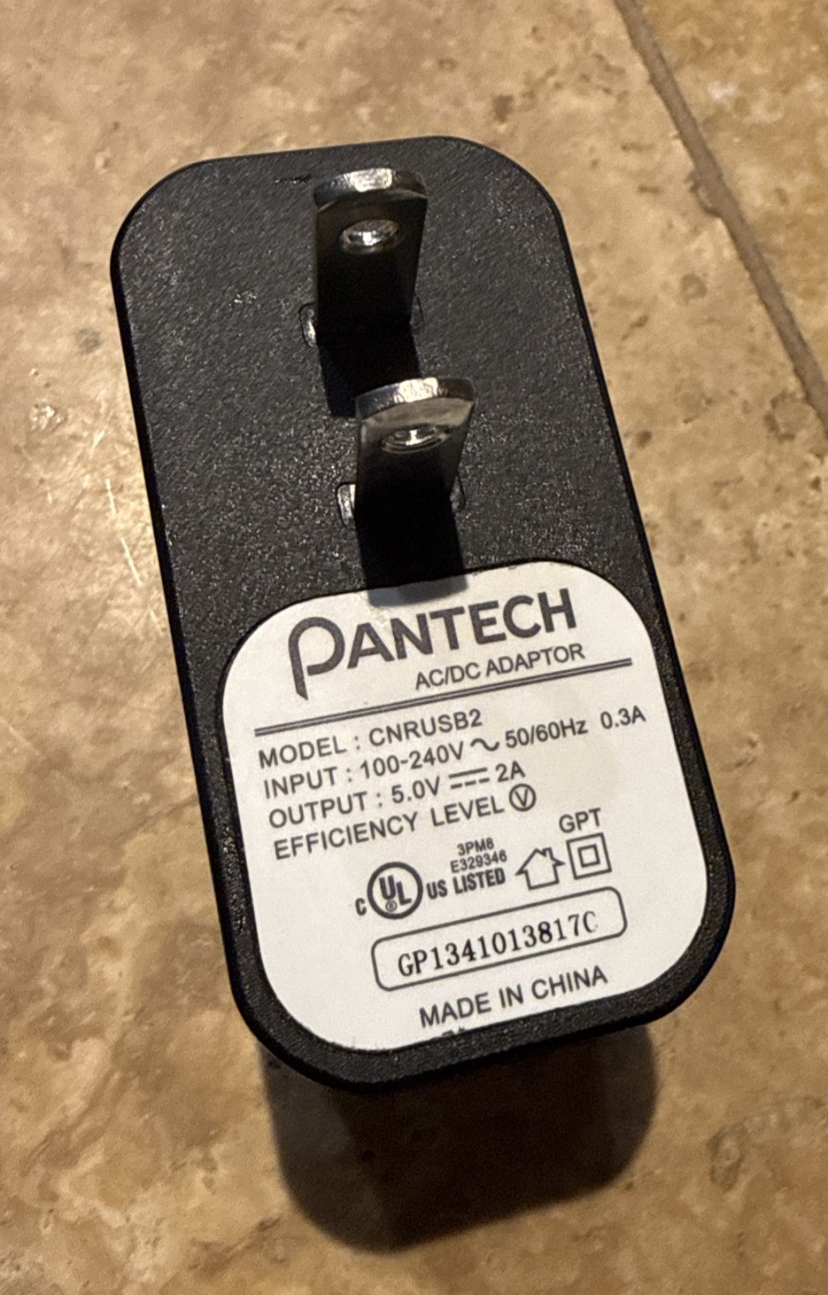 Pantech CNRUSB2 (5V/2A) AC/DC Adapter Single USB Wall Charger - Black