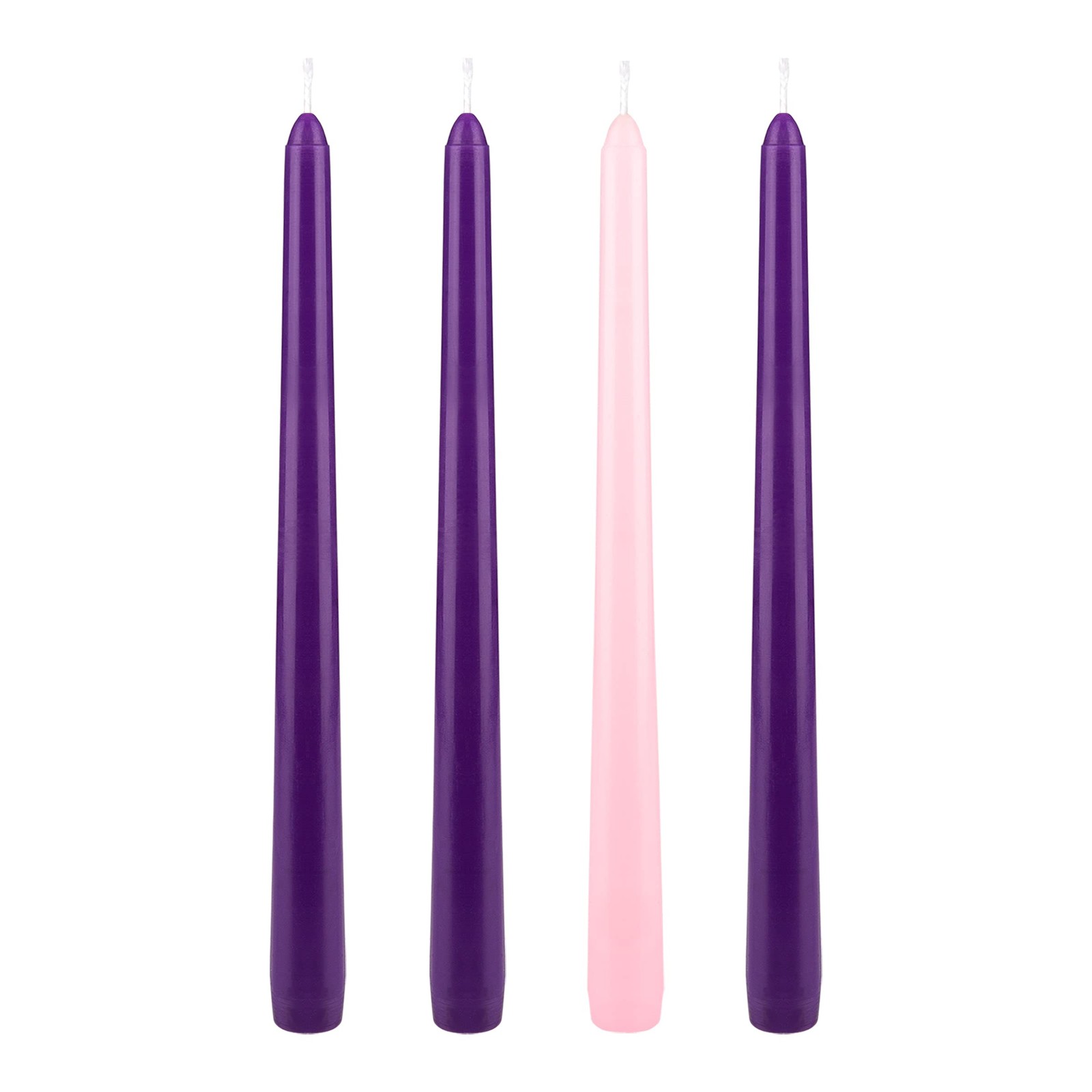Mega Candles 4 pcs Unscented Christmas Advent 4 Pieces, Pink, Purple 