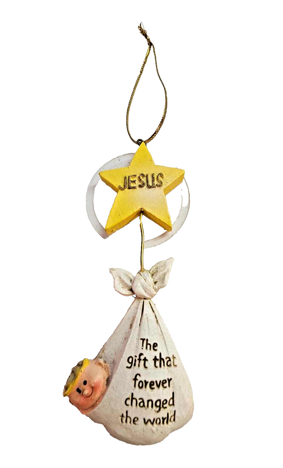 Resin Ceramic Star Baby Jesus gift forever changed the world Christmas Ornament