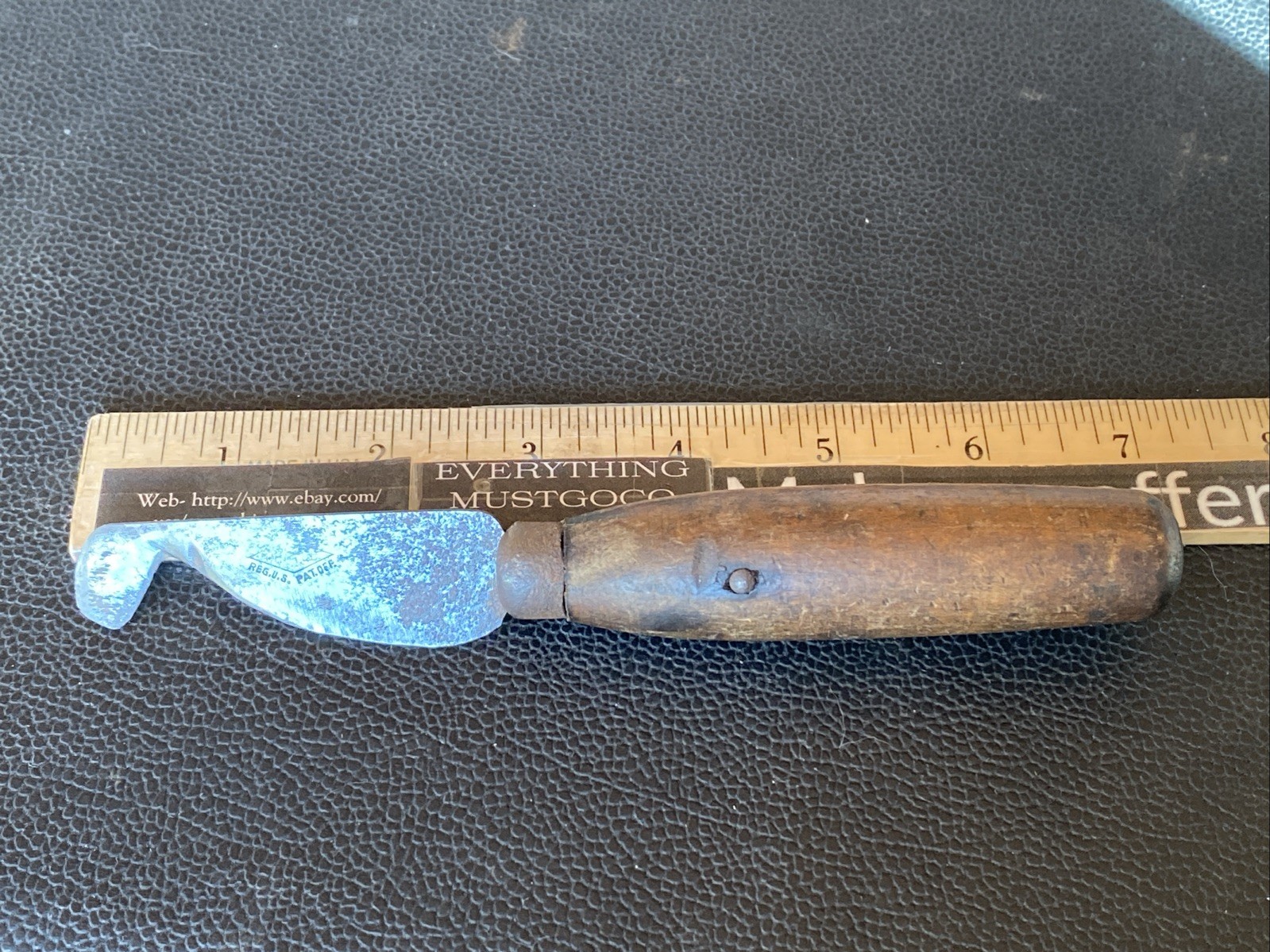 Antique IP HYDE REG US PAT OFF Leather Cutting Trimming Knife Hooked Blade Tool
